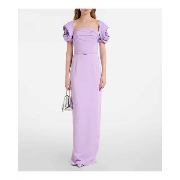 NEW OSCAR DE LA RENTA rosette gown in thistle